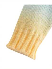 Women's Button Down Cropped Cardigan, Long Sleeve Tie Dye Print Cable Knit Sweater