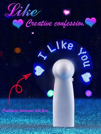 1pc Customized Flashing Letter Fan, LED Flash Text Handheld Small Fan, Desktop Fan, Advertising Logo Illuminated Text Customized Fan, Summer Personalized Small Gift, Small Fan, Personalized Confession Text Fan