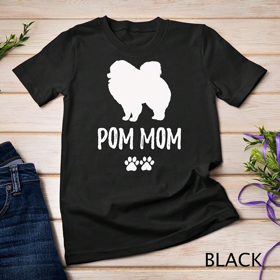 Funny Pom Shirt Pomeranian Mom Pom Lover T-Shirt Sweatshirt - Black - View 1