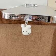 Spring New Cute White Ceramic Rabbit Charging Port Dust Plug Compatible With Iphone, TYPE-C, Android Mobile Phones - White Ceramic Rabbit Dust Plug - View 11