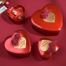 DIY Heart-Shaped Metal Empty Gift Box, Wedding Candy Gift Box/Packaging Box, Can Be Freely Assembled(Single Empty Box Only/Does Not Include Stickers, Bows, Roses)