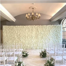 White Floral Wall Backdrop Panels (18-36 Panels) 15 X 15 InchesArtificial Floral Wall Panels  3D Silk Flower Wedding Backdrop Floral Wall Background For Wedding Reception Party Decorations - 白色 - 查看 5