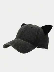 Velvet Cat Ear Baseball Cap For Women, Summer Soft Top Baseball Cap, Fashionable Student Couple's Unique Hat For Men.