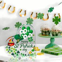 圣帕特里克节亚克力心形三叶草牌匾 - 桌子、办公室和家居装饰 - 非常适合分层托盘、壁炉架和节日装饰