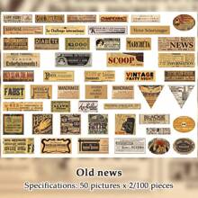 100 Stücke Retro Aufkleber, geeignet für Scrapbooking, amerikanische Vintage Dekorationsaufkleber für Studenten, Schulmaterial, Graffiti Aufkleber, Geschenk zum Schulanfang, Dekorationsmaterial