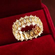 1 pièce Bague décorée de zirconium artificiel à motif géométrique, cadeau pour les filles