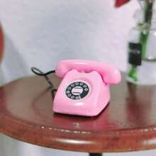 1pc 1:12 Scale Dollhouse Accessories, Mini Telephone Model For Miniature Food Toys, Diorama Scenery, Creative Decor, Toy Model, Terrarium DIY, Alloy Ornament, Christmas/New Year Gift