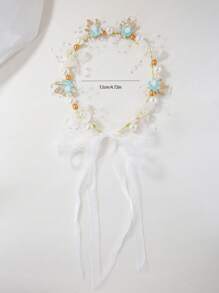 1 件优雅蓝色花冠头饰，仙女/自然风格头饰，适合女婴、儿童日常佩戴 - 彩色 - 查看 5