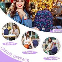 VASCHY Small Backpack For Women, Cute Mini Rucksack Fashion Lightweight Nylon Travel Backpack Purse For Ladies Teen Girls, School Backpack - Purple - View 3