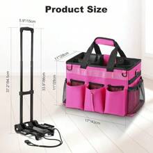 Rolling Cleaning Caddy Bag With Detachable Trolley, Professional Portable Large Cleaning Bag With Wheels, Wearable Cleaning Supply Bag On Wheels For Housekeepers, Rose Red - Rose Red - View 7