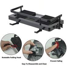 Bathroom Organizer Shower Storage Holder Rack No Drilling For Wall Household Item Shampoo Tray Stand Detachable Floating Shelf - Black - View 4