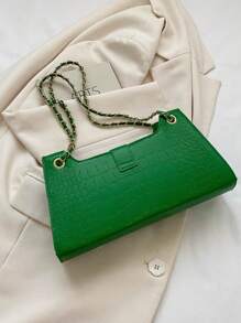 Women Stone Pattern Underarm Pouch Handbag - Green - View 6