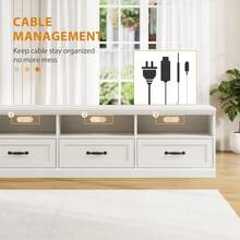 TV Stand For TVs Up To 75 Inches,Mid-Century Modern Entertainment Center With Storage Drawer,70" Media Television Console Table With Open Shelves,Wood Media Console TV Cabinet For Living Room - White - View 5