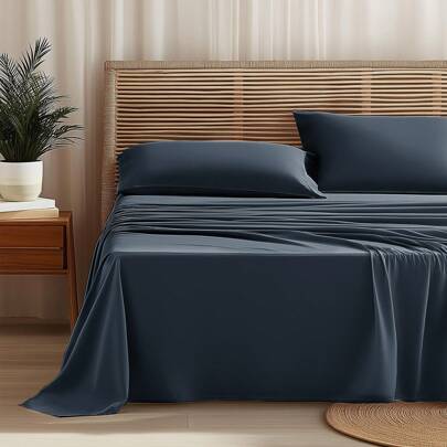 Farfallarossa Solid Color Bed Sheet Set, 3/4 Pieces, Includes Flat Sheet, Fitted Sheet, And 1/2 Pillowcases, Made Of Soft Brushed Microfiber Fabric, Skin-Friendly And Comfortable, Shrink-Resistant, Fade-Resistant, And Easy To Care For.