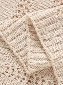 1 件婴儿针织毯，休闲简约设计，适合春夏季，婴儿襁褓包，儿童盖毯 - 駝色 - 查看 4