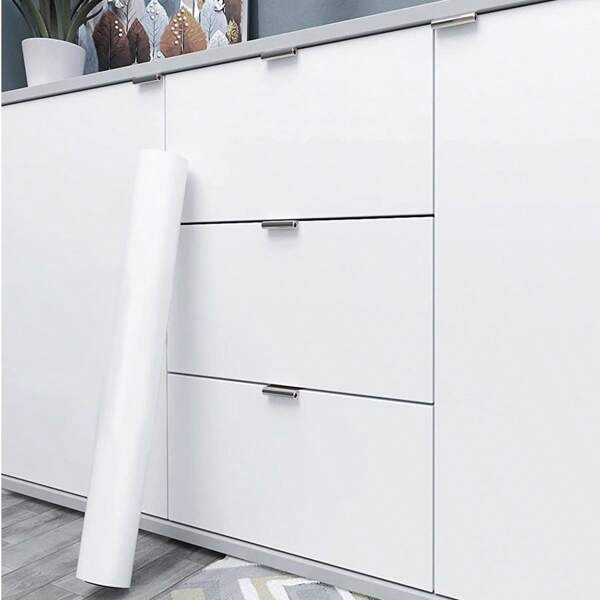1 Rol Wit PVC-behang, Zelfklevend Snellijm Contactbehang, Keuken Oliebestendig Afneembaar, Woonkamer Keuken Slaapkamer Slaapzaal Muurstickers, Meubels Huisrenovatie Behang Cadeaus Verjaardag Afstuderen Kamerdecoratie Woondecoratie Muurdecoratie Badkamerdecoratie Slaapkamerdecoratie Kamerdecoratie Spullen Woonkamerdecoratie Huisdecoratie Woondecoratie Woonkamer Behang