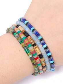 100 piezas de cuentas de piedra rondelle de estilo mixto natural, cuentas espaciadoras de piedra sueltas, cuentas de piedra coloridas para manualidades, para hacer pulseras de dije, collares y suministros de joyería