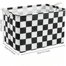Black And White Checkered Canvas Basket, Rectangular Organizing Decorative Storage Basket For Kids, Dog Toy, Classic Checkered Room Decor For Home, Kitchen, Bedroom, Classroom, Shelves,For Back To School