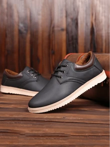 Casual de los hombres antideslizante zapatillas de deporte de color sólido, impermeabilización punta redonda con cordones parejas zapatos planos formales, adecuados para los viajes diarios, lugar de reunión, traje a juego,Zapatos de negocios