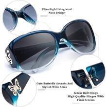 Polarized Sunglasses For Women 2024, Retro Shades With UV400 Protection Butterfly Decors (2 Pack)