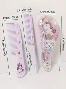 3 pezzi set di pettini per capelli cartoni animati - adatto per capelli bagnati e asciutti, spazzole per districare e acconciare tutti i tipi di capelli, manico in plastica ABS, idea regalo perfetta