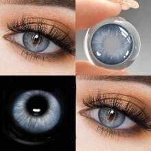 1 副黑灰色隐形眼镜，用于眼部美容眼部化妆品直径 14.5 毫米，年度使用隐形眼镜万圣节服装角色扮演 - 藍色 - 查看 1