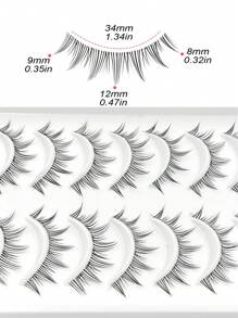 Asiteo 10 Pairs Natural Cartoon Eye Makeup Effect False Eyelashes, Cute Cartoon Effect False Eyelashes With Transparent Stem, Suitable For Daily Or Appointment Use - màu đen - Xem 5