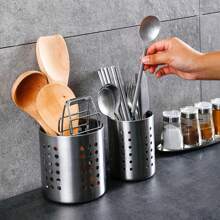 1pc Utensil Holder, Stainless Steel, Wet Kitchen Utensils,Suitable For Large Kitchen Utensils.Chopstick Tube, Chopsticks Storage, Tableware Storage Box, Knife, Fork, Spoon Storage Box
