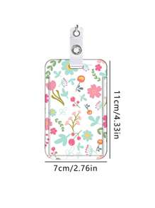 1pc Fashion Floral Retractable Holder And Lanyard Set For ID And Credit Portable Slide Holder With Clear Window Suitable For School Office Mini Wallet Card Wallet Summer - Multicolor - View 8