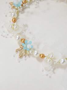 1 件优雅蓝色花冠头饰，仙女/自然风格头饰，适合女婴、儿童日常佩戴 - 彩色 - 查看 4