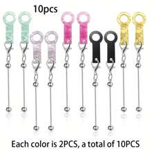 5/10PCS DIY Straw Bead Charm Set Includes Mini Lobster Clasps, Bead Rods, And Straw Decoration Accessories. Perfect For Creating Custom Jewelry, Cup, And Straw Decorations. A Portable DIY Kit For Crafting Beautiful Beads And Pendants, Ideal For Desktop Ornaments, Party Favors, Or Back-To-School Gifts. - Multicolor - View 7