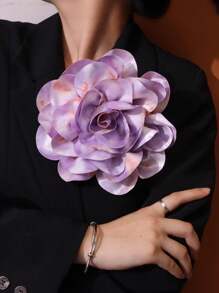 1pc Minimalist Colorful Tie Dye Fabric Flower Brooch, Random Color Dramatic Elegant Big Floral Decor Pin Dress Accessories Pin For Clothes Bag Charm