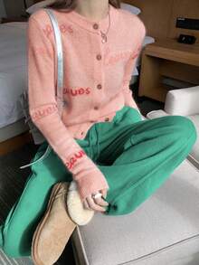 Pink Cardigan Long Sleeve Women Sweater Soft & Sweet Top - Pink - View 5