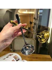 Nuovo cucchiaio da minestra in acciaio inossidabile - design manico lungo, comodo da usare, cucchiaio da cucina, adatto per minestre, stufati, pentole e cottura