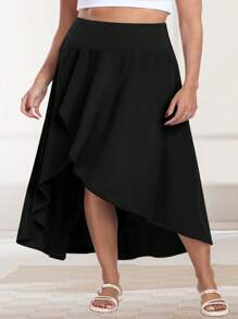 Plus High Waist Spódnica Spódnica dla kobiet Lycra Asymetryczna Spódnica damska Spódnica Spódnica chłodząca lód Szorty z kieszeniami