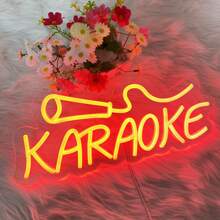Fomzze Karaoke Neon Lights, Music Neon Lights, Wall Decorations, Suitable For Wall Art Decoration In Music Bars, Pubs, Clubs, Karaoke Venues, Illuminating Your Space, Red, 5V USB Power Supply