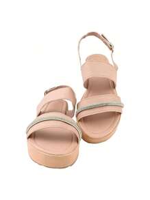 Women's Sandal Papete Chain Rhinestone Shine Comfort Soft Back Buckle - Rusty Rose - View 4