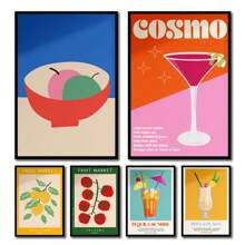 1pc Sangria Drink Negroni Canvas Painting Club Bar Shop Home Decor Cartoon Juice Mojito Aperol Spritz Canvas Painting No Frame