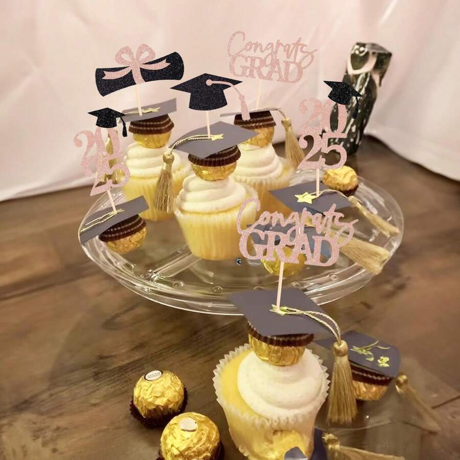 Cupcake-Topper für die Abschlussklasse 2025, doppelseitige ...