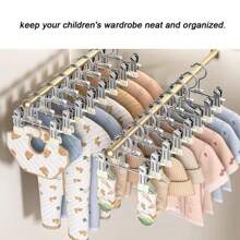10PCS Pants Hangers With Clips For Baby Closet Organizer Space Saving For Baby Socks ,Hats,Baby Bibs Adjustable Non-Slip Trouser Hangers - Multicolor - View 8