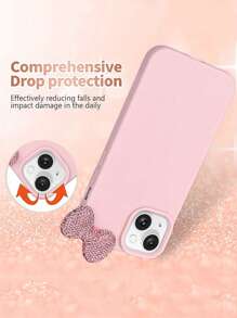 可爱粉色蝴蝶结3D水晶蝴蝶结手机壳，可爱蝴蝶结设计，兼容 16 Pro Max、15、14、13、12、11，荔枝全包保护壳，防水防震防摔防刮，春季生日礼物 - 粉色 - 查看 3