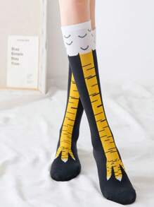 1 par de Calcetines con diseño de pata de pollo divertido, transpirables y de longitud crew delgada para hombres en primavera/otoño, calcetines finos y adelgazantes para mujeres en deportes y fitness