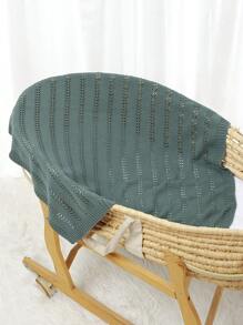 1 件春夏婴儿针织毯，休闲简约婴儿襁褓包，儿童盖毯 - 墨綠色 - 查看 2