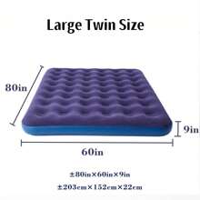 Colchón de aire, colchón inflable tamaño individual con cima de onda con superficie acolchada, cama de aire durable para el hogar, campamento y huéspedes - capacidad de peso de 500 lb (azul oscuro)
