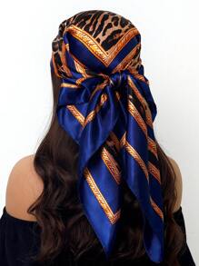 1pc 35.4 Inch Square Scarf, Fashion Printed 90cm Scarf Shawl Neckerchief Luxury Silk Feeling For Women, All Season