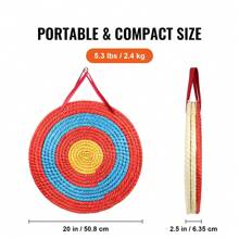 Archery Target, 3 Or 5 Layers 20" Arrow Target, Traditional Solid Straw Round Archery Target Shooting Bow, Hand-Made Arrows Target, Coloured Rope Target For Backyard Outdoor Hunting Shooting Practice - 3 20" - View 2