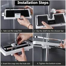 Bathroom Organizer Shower Storage Holder Rack No Drilling For Wall Household Item Shampoo Tray Stand Detachable Floating Shelf - Black - View 2