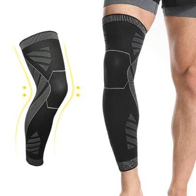 1 pièce Manchon de compression long pour le genou avec compression complète de la jambe et support du genou, convient aux hommes et aux femmes, basket-ball, cyclisme, football, accessoires de course, support pour les genoux, genouillères de sport, genouillères de gym