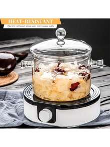 High Borosilicate Glass Stew Pot Soup Pot, High Temperature Resistant, Open Flame Heating Stew Pot Soup Pot With Bowl Brush. - Transparent - View 6
