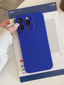 1 ốp lưng điện thoại cao cấp tối giản màu xanh navy, ốp lưng màu trơn, ốp bảo vệ ống kính camera, tương thích với iPhone & Galaxy, phiên bản quốc tế, không phải phiên bản nội địa. - Màu xanh lam - Xem 4